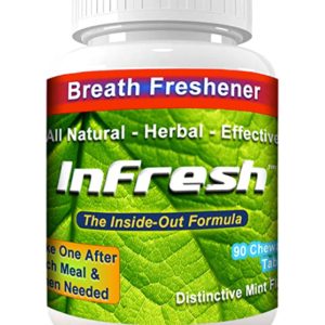 InFresh Bad Breath Chewable Tablets All Natural for Instant Inside-Out Freshness. Herbal Formula Contains Parsley, Mint, & Deodorizing Herbs. 30-Day Supply, 90 Tablets Mint Flavor