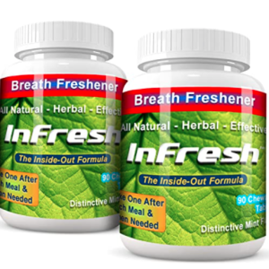 InFresh Bad Breath Chewable Tablets. Two Bottle Special 60-Day Supply, 180 Tablets Mint Flavor