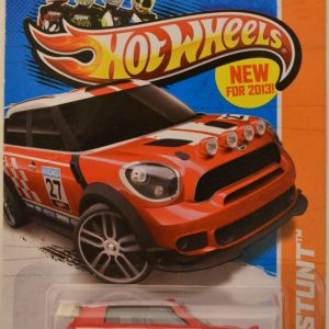 ’12 Mini Countryman Rally Red Custom-Made Hot Wheels with Real Rider Rubber Wheels HW Stunt Series 1:64 Scale Collectible Die Cast Model Car
