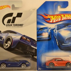 Hot Wheels 2 Cars Bundle ’14 Corvette Stingray Gran Turismo Series & Porsche Cayman S 2007 First Edition Series 1:64 Scale Collectible Die Cast Model Car