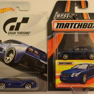 Hot Wheels 2 Cars Bundle ’14 Corvette Stingray Gran Turismo Series & MBX ’06 Bentley Continental GTE Best of Matchbox Series 1:64 Scale Collectible Die Cast Model Car
