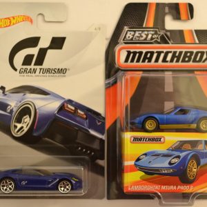 Hot Wheels 2 Cars Bundle ’14 Corvette Stingray Gran Turismo Series & MBX Lamborghini Miura P400 S Best of Matchbox Series 1:64 Scale Collectible Die Cast Model Car