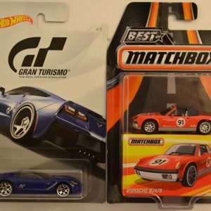 Hot Wheels 2 Cars Bundle ’14 Corvette Stingray Gran Turismo Series & MBX Porsche 914/6 Best of Matchbox Series 1:64 Scale Collectible Die Cast Model Car