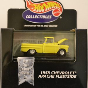 Hot Wheels Compatible 1958 Chevrolet Apache Fleetside Yellow HW Limited Edition Real Rider Wheels Series 1:64 Scale Collectible Die Cast Model Car
