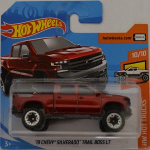 Red 19 Chevy Silverado Trail Boss LT Hot Wheels HW ‘Hot Trucks’ International Short Card Series 1:64 Scale Collectible Die Cast Model Car #10/10