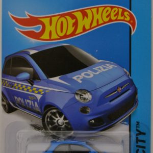 Blue 2015 Fiat 500 Police Hot Wheels HW City Series 1:64 Scale Collectible Die Cast Model Car