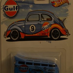 Hot Wheels   21-Window Volkswagen Drag Bus Blue Custom-Made Real Rider Rubber Wheels Gulf Series 1:64 Scale Collectible Die Cast Model Car