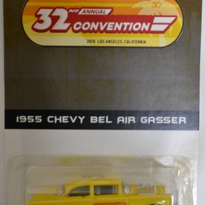Hot Wheels   ’55 Chevy Bel Air Casser Yellow Custom-Made Replica with Real Rider Rubber Wheels Custom Exclusive 32nd Annual Convention Series 1:64 Scale Collectible Die Cast Model Car.