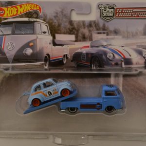 ’60 Fiat 500D & VW Transporter T1 Pickup Custom-Made Hot Wheels w/Real Rider Team Transport 1:64