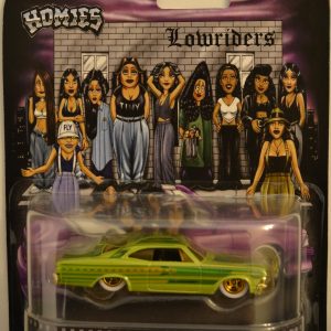 Hot Wheels ’65 Impala Lime Custom-Made with White Real Rider Rubber Wheels Homes Movie Series 1:64 Scale Collectible Die Cast Model Car