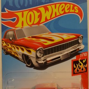 ’66 Chevy Nova Red #143/250 Hot Wheels HW Flames Series 1:64 Scale Collectible Die Cast Model Car