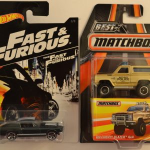 Hot Wheels 2 Cars Bundle ’67 Ford Mustang Fast & Furious Series & MBX ’89 Chevy Blazer 4×4 Best of Matchbox Series 1:64 Scale Collectible Die Cast Model Car