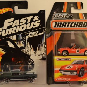 Hot Wheels 2 Cars Bundle ’67 Ford Mustang Fast & Furious Series & MBX Porsche 914/6 Best of Matchbox Series 1:64 Scale Collectible Die Cast Model Car