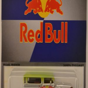 ’68 Toyota FJ40 Land Cruiser Silver Custom-Made Matchbox with Real Rider Rubber Wheels Limited Edition Red Bull Series 1:64 Scale Collectible Die Cast Model Car.