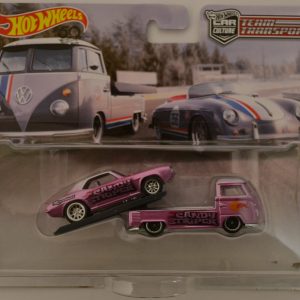 ’69 Camaro & VW Transporter T1 Pickup Purple Custom-Made Hot Wheels w/Real Rider Team Transport 1:64