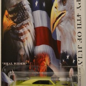 ’69 Dodge Charger 500 Lime Custom-Made Hot Wheels with Redline Real Rider Rubber Wheels Limited Edition Happy 4th of July Series 1:64 Scale Collectible Die Cast Model Car.