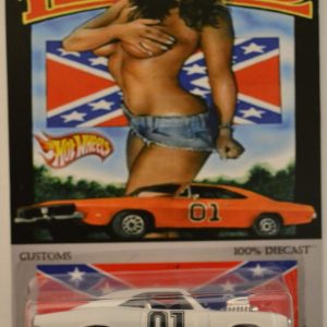 ’70 Dodge Carger RT White Custom-Made Hot Wheels with Whitewall Real Rider Rubber Wheels Limited Edition Daisy Duke The Dukes of Hazzard Series 1:64 Scale Collectible Die Cast Model Car