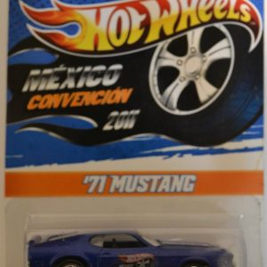 ’71 Ford Mustang Mach I Blue Custom-Made Replica Hot Wheels with Real Rider Rubber Wheels Limited Edition Mexico Convention 2011 Series 1:64 Scale Collectible Die Cast Model Car.