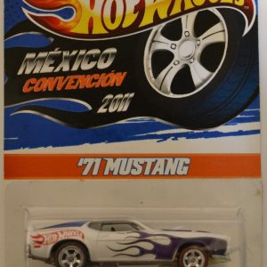 71 Ford Mustang Mach I White Custom-Made Replica Hot Wheels with Real Rider Rubber Wheels Limited Edition Mexico Convention 2011 Series 1:64 Scale Collectible Die Cast Model Car.