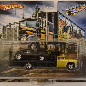 ’77 Pontiac Firebird Black & Retro RIG Gold Cabine Custom-Made Hot Wheels with Real Rider Rubber Wheels Smokies and The Bandits Series 1:64 Scale Collectible Die Cast Model Car