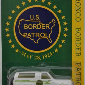 White 85 Ford Bronco Custom-Made Hot Wheels with Real Rider Rubber Wheels Limited Edition ‘Bronco Border Patrol’ Series 1:64 Scale Collectible Die Cast Model Car.