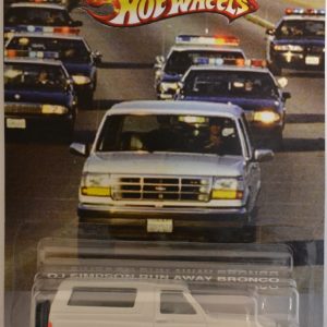85 Ford Bronco White Custom-Made Hot Wheels with Real Rider Rubber Wheels Limited Edition OJ Simpson Run Away Bronco Series 1:64 Scale Collectible Die Cast Model Car