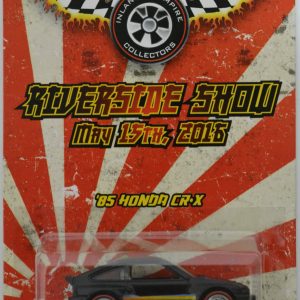 Hot Wheels ’85 Honda CR-X Black Custom-Made with Redline Real Rider Rubber Wheels Limited Edition Riversid Show 2016 Series 1:64 Scale Collectible Die Cast Model Car.
