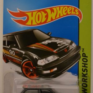 Hot Wheels ’90 Honda Civic EF Black Custom-Made with Real Rider Rubber Wheels HW Workshop Series 1:64 Scale Collectible Die Cast Model Car