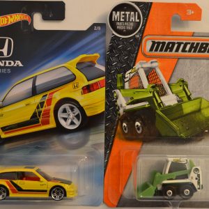 Hot Wheels Compatible ’90 Honda Civic EF Yellow 2 of 8 HW Honda 2018 Series & Matchbox MBX Skidster 1:64 Scale Collectible Die Cast Model Car Bundle