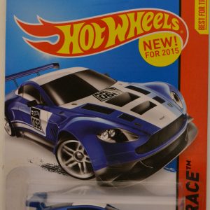 Aston Martin Vantage GT3 Blue Custom-Made Hot Wheels with Real Rider Rubber Wheels HW Race Series 1:64 Scale Collectible Die Cast Model Car