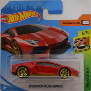 Red Aventador Miura Homage Hot Wheels HW Exotics International Short Card Series 1:64 Scale Collectable Die Cast Model Car #6/10
