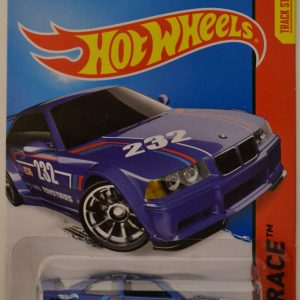 Hot Wheels BMW E36 M3 Race Blue Custom-Made with Real Rider Rubber Wheels HW Race Series 1:64 Scale Collectible Die Cast Model Car