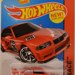 Hot Wheels BMW E36 M3 Race Red Custom-Made with Real Rider Rubber Wheels HW Race Series 1:64 Scale Collectible Die Cast Model Car