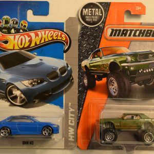 Hot Wheels   BMW M3 Blue 7/250 HW City Series & Matchbox MBX Custom ’68 Mustang Mudstanger 1:64 Scale Collectible Die Cast Model Car Bundle