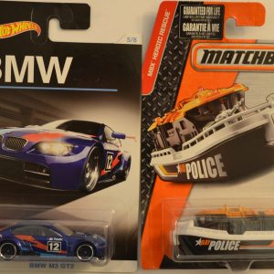 Hot Wheels   BMW M3 GT2 Blue 5 of 8 HW 2015 BMW Series & Matchbox MBX Bay Brigade 1:64 Scale Collectible Die Cast Model Car Bundle