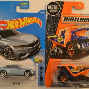Hot Wheels   BMW M4 Light Blue 154/365 HW Factory Fresh Series & Matchbox MBX Turf Tilter 1:64 Scale Collectible Die Cast Model Car Bundle