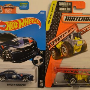 Hot Wheels   BMW Z4 M Motorsport Blue 188/250 HW BMW Series & Matchbox MBX Rain Maker 1:64 Scale Collectible Die Cast Model Car Bundle
