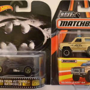 Hot Wheels 2 Cars Bundle Batmobile Batman Returns Retro Series & MBX ’89 Chevy Blazer 4×4 Best of Matchbox Series 1:64 Scale Collectible Die Cast Model Car