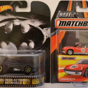 Hot Wheels 2 Cars Bundle Batmobile Batman Returns Retro Series & MBX Porsche 914/6 Best of Matchbox Series 1:64 Scale Collectible Die Cast Model Car