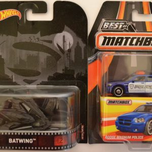 Hot Wheels 2 Cars Bundle Batwing Retro Series & MBX Dodge Magnum Police Best of Matchbox Series 1:64 Scale Collectible Die Cast Model Car