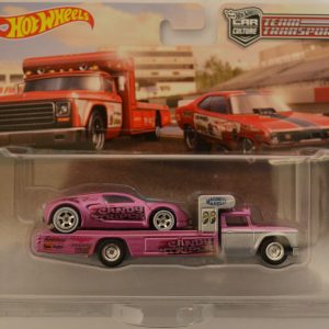 Bugatti Veyron & Retro RIG Pink Custom-Made Hot Wheels with Real Rider Team Transport 1:64 Scale