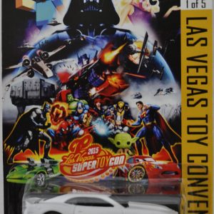 White Chevy Camaro Custom-Made Hot Wheels with Real Rider Rubber Wheels Limited Edition ‘Las Vegas 2014’ Series 1:64 Scale Collectible Die Cast Model Car.