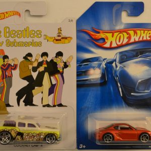 Hot Wheels 2 Cars Bundle Cockney Cab 2 The Beatles Submarine Series & Porsche Cayman S 2007 First Edition 1:64 Scale Collectible Die Cast Model Car