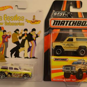 Hot Wheels 2 Cars Bundle Cockney Cab 2 The Beatles Submarine Series & MBX ’89 Chevy Blazer 4×4 Best of Matchbox Series 1:64 Scale Collectible Die Cast Model Car