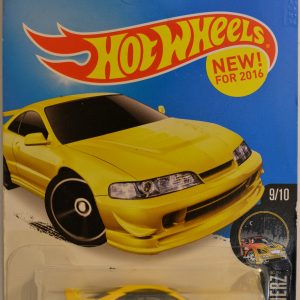 Custom ’01 Acura Integra GSR Yellow #89 Custom-Made Hot Wheels with Real Rider Rubber Wheels HW Night Burnerz Series 1:64 Scale Collectible Die Cast Model Car
