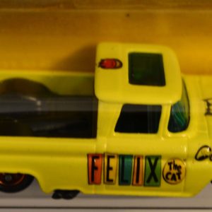 Hot Wheels   Custom ’62 Chevy Yellow Custom-Made Real Rider Rubber Wheels Felix The Cat Series 1:64 Scale Collectible Die Cast Model Car