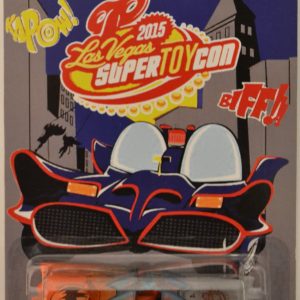 DC Comics Gray-Orange 1966 Batmobile Custom-Made Hot Wheels with Real Rider Rubber Wheels Limited Edition 2015 Las Vegas Super Toy Convention Series 1:64 Scale Collectible Die Cast Model Car.