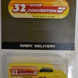 Hot Wheels   ’55 Chevy Bel Air Casser Yellow Custom-Made Replica with Real Rider Rubber Wheels Custom Exclusive 32nd Annual Convention Series 1:64 Scale Collectible Die Cast Model Car.
