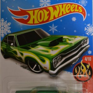 Green Dodge Coronet Superbee Hot Wheels HW Flames Series 1:64 Scale Collectable Die Cast Model Car Snowflake Card