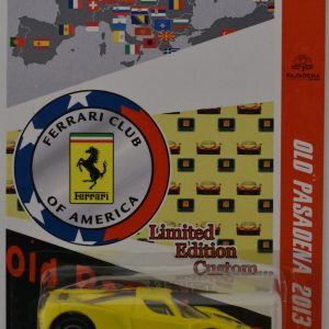 Enzo Ferrari Yellow Custom-Made Hot Wheels with Real Rider Rubber Wheels Limited Edition Old Pasadena 2013 Series 1:64 Scale Collectible Die Cast Model Car.